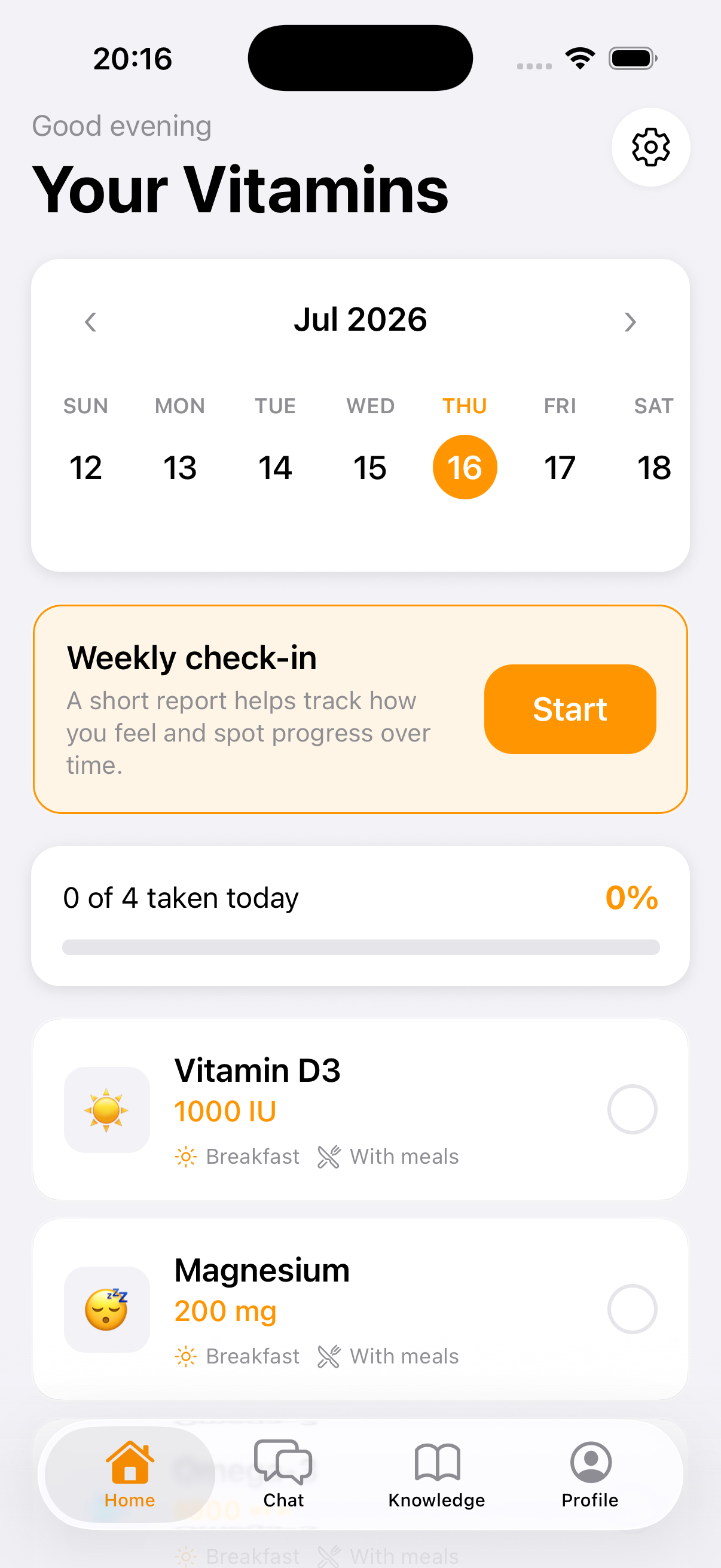VitaminHelper daily supplement tracker with Vitamin D3 and magnesium